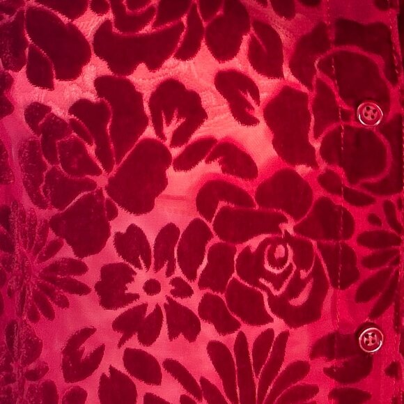 C.L.O.T.H.E.S. SZXL Red Burnout Velvet Button Down Fairy Boho Whimsigoth Romance - Picture 6 of 8
